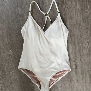 Kona Sol wide ribbed cream swimsuit sz XL
